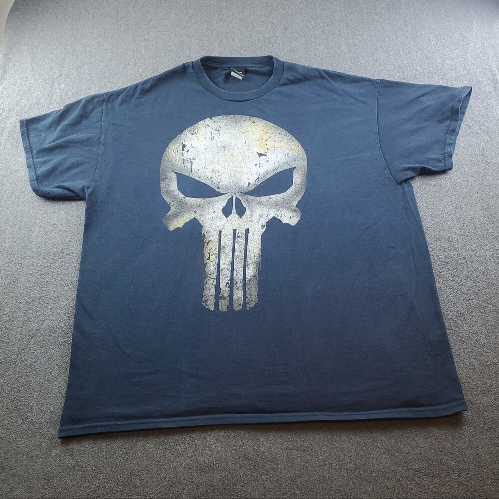 Vintage Mad Engine Marvel T Shirt Mens XL Black Punisher Skull Logo Big Print
